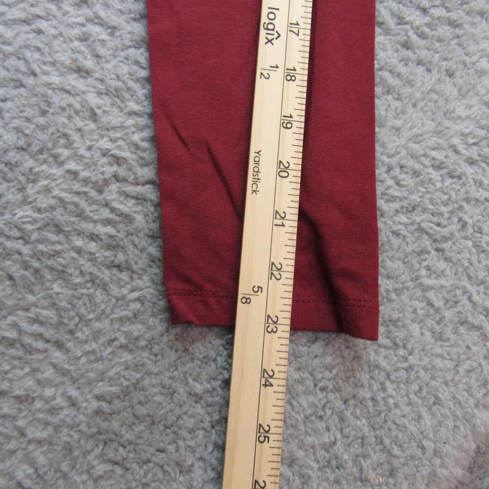 Denim & Co‎ Shirt Womens Medium Red Black Faux Leather Shoulder Long Sleeve Top - Picture 8 of 9